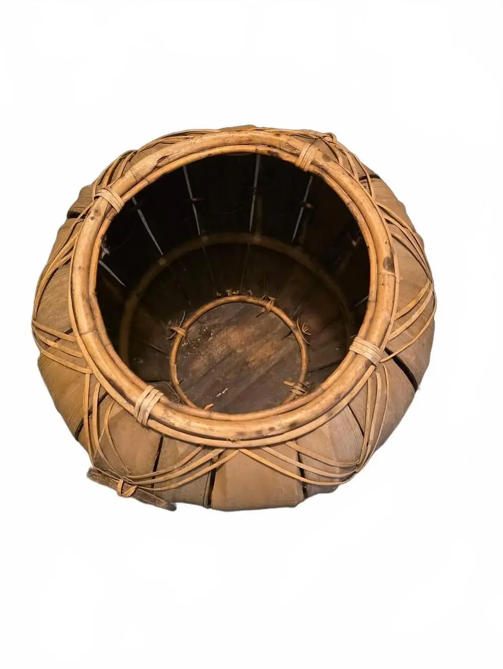 Handmade Palm Leaf Woven Basket Vase - Boho Chic Urn Platter with Ring Handles